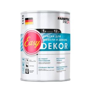 

Краска для мебели и декора акриловая FARBITEX Profi EasyDekor, 1 л, Белый