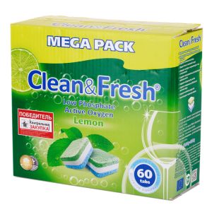 

таблетки для ПММ CLEAN&FRESH All in 1, 60шт + 1 таблетка очистителя