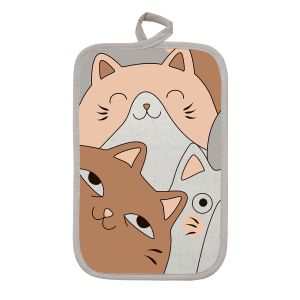

прихватка GRAND STYLE Котики, размер: 14х22 см, плотность 150 г/м2, 50% хлопок,50%лён, Бежевый