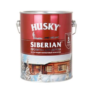 

Пропитка-антисептик алкидная лессирующая Husky Siberian, полуматовая, рябина, 2.7 л