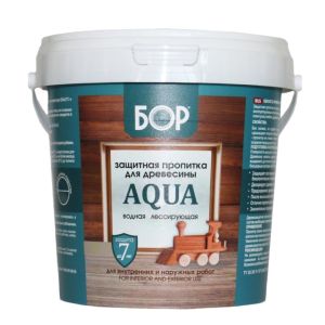 

Пропитка водная лессирующая защитная Бор Aqua для древесины, орегон, 1 л, 0.9 кг