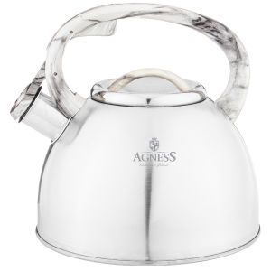 

чайник со свистком AGNESS Монблан 2,5 л, нерж. сталь, Металлик