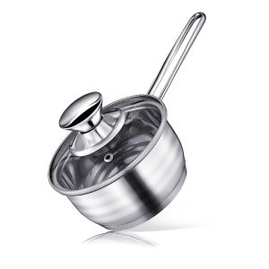 Ковш с крышкой Regent Linea Bombo vitro, 0.7 л, нерж. сталь
