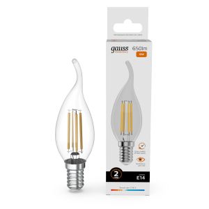 

Лампа Gauss Filament Elementary, 10 Вт, E14, 2700K, 650 Лм, свеча на ветру