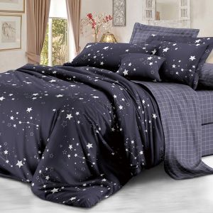 комплект постельного белья De Luxe сатин 2-сп: прост. 220х240см, под. 175х215см, нав. 50х70см-2шт,100%хл, 115гр/м2, Зодиак